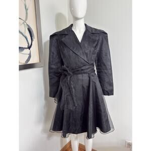 De Laru by Joseph Lara Black Organza Trench Coat Dress Gothic Witchy Formal 5/6